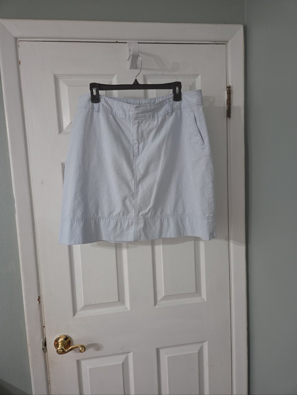 Merona Light Blue and White Pinstripe Skirt.  16